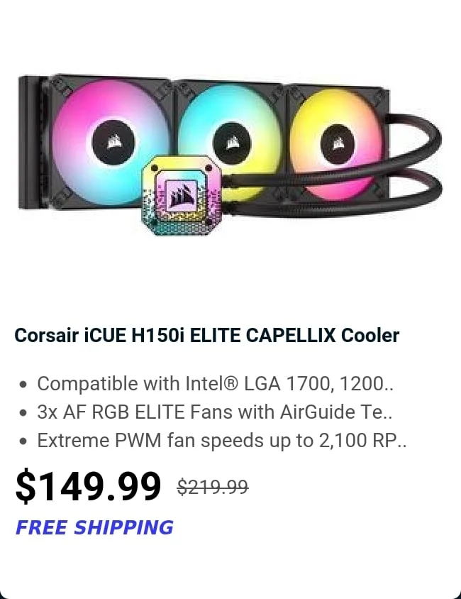 Corsair iCUE H150i ELITE CAPELLIX Cooler