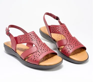 Easy Street Perforated Back-Strap Sandals- Bolt