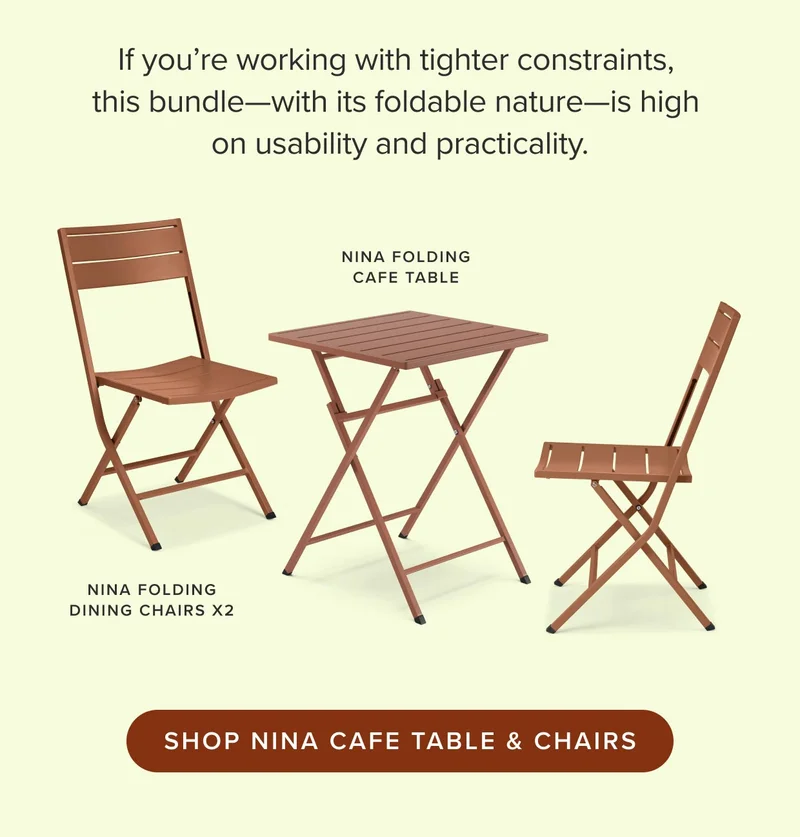 Shop the Nina Cafe Table and Chairs.