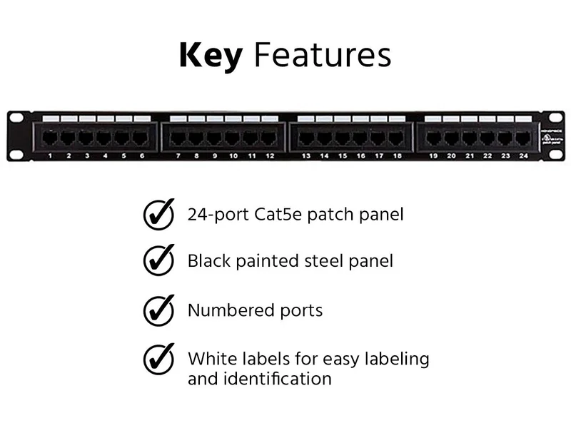 24-port Cat5e Patch Panel, 110 Type (568A/B Compatible)