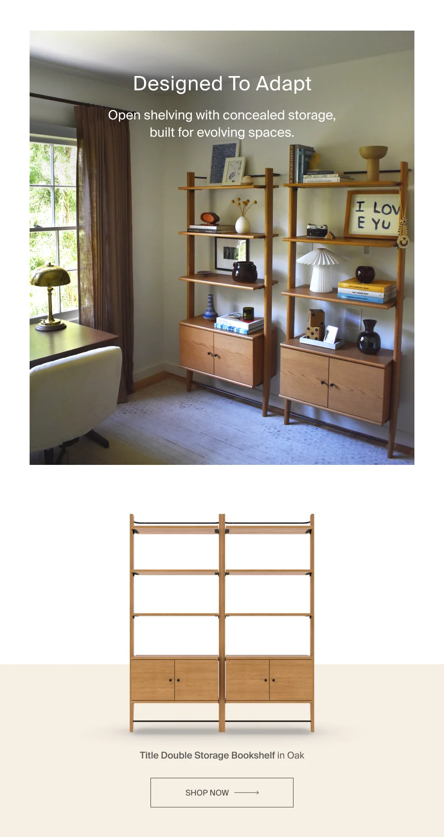 Title Double Storage Bookshelf