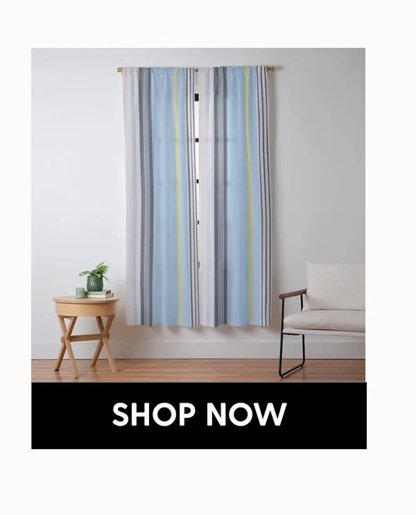 Cheerful Blue, Summer Stripes Curtain