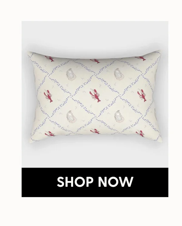 Oyster and Lobster Pattern Throw Pillow