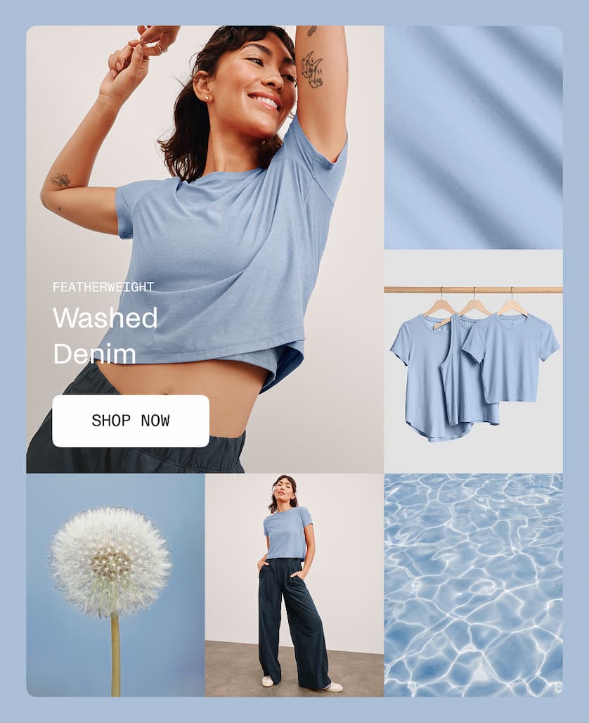 Featherweight Cropped Tee in Blue Zen Heather