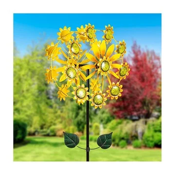 Evergreen 75"H Double Sunflower Wind Spinner