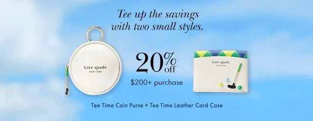 Tee up the savings with two small styles. 20% off $200+ purchase Tee Time Coin Purse + Tee Time Leather Card Case