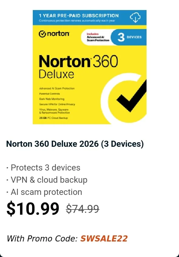 Norton 360 Deluxe 2026 (3 Devices)