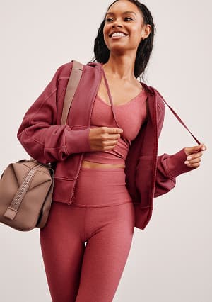 Cali Zip Up Hoodie in Washed Rose