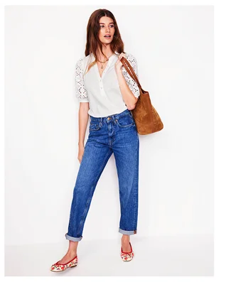 Eden Puff Sleeve Henley Top White