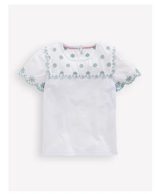 Broderie Sleeve Tee White
