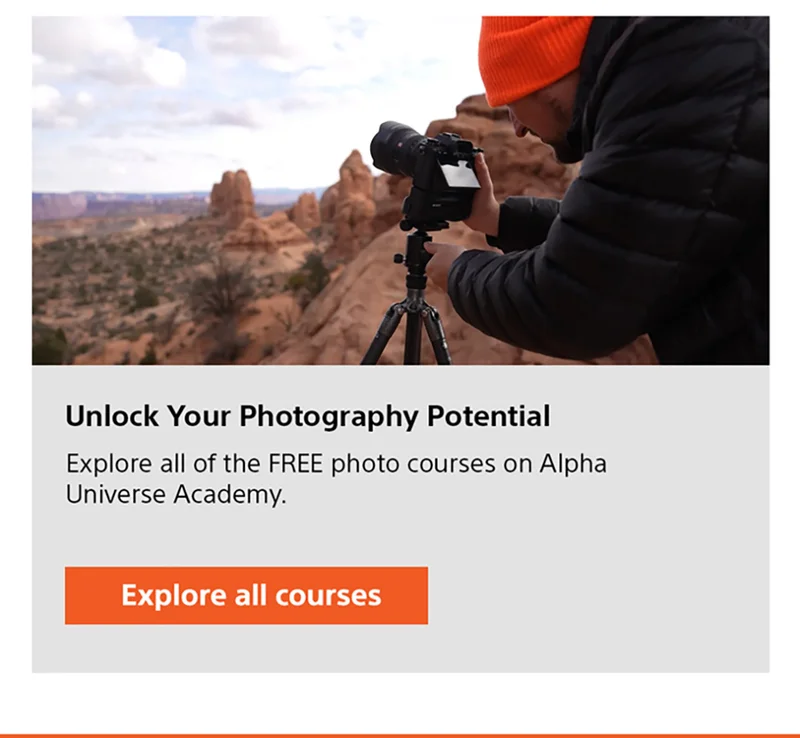 Unlock Your Photography Potential | Explore all of the FREE photo courses on Alpha Universe Academy.  Explore all courses