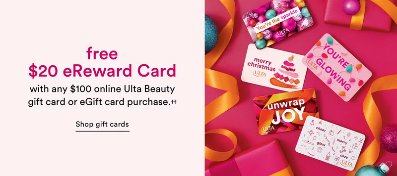 eReward Card | free $20 eReward Card with any $100 online Ulta Beauty gift card or eGift card purchase. | Shop gift cards