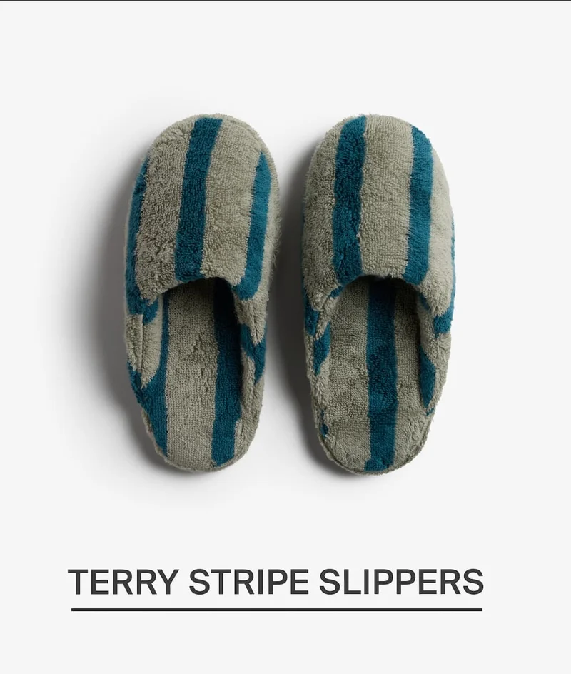 Terry Stripe Slippers