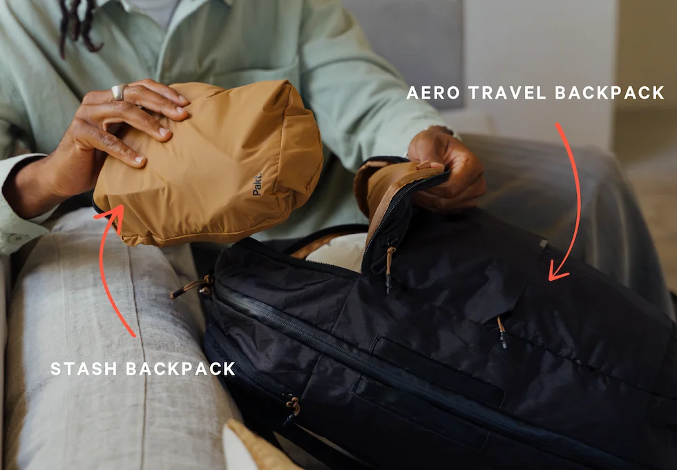 Stash Backpack + Aero Travel Backpack