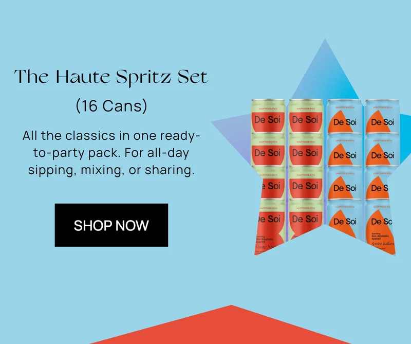 the Haute Spritz Set (16 cans) | Full flavor. Zero drama. Our spicy marg- and Aperol spritz-inspired sips make great plus ones to any function. |  CTA: SHOP NOW
