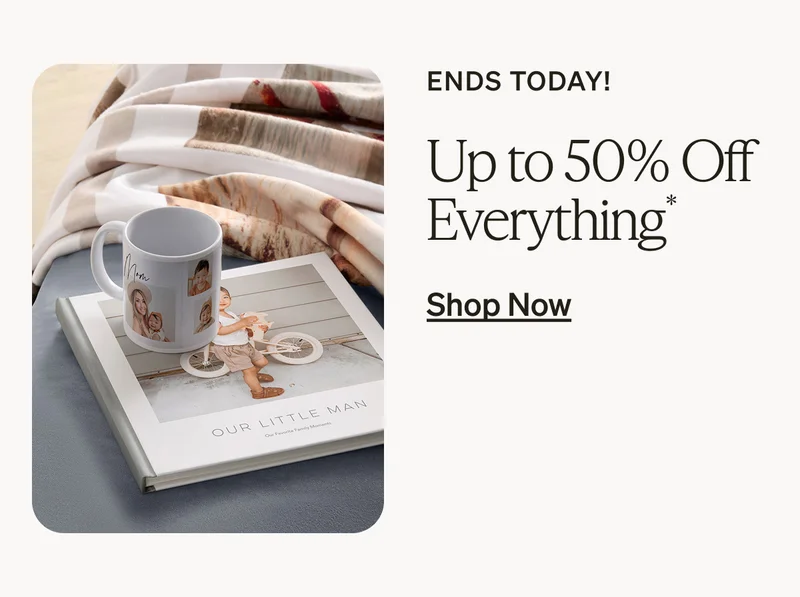 Up to 50% Off Everything, 4 Freebies, Free Prints, Free Shipping on Cards
