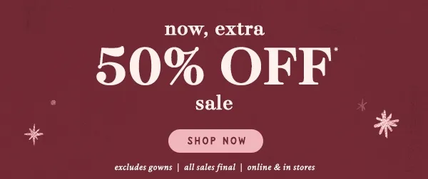 50% off sale, shop now