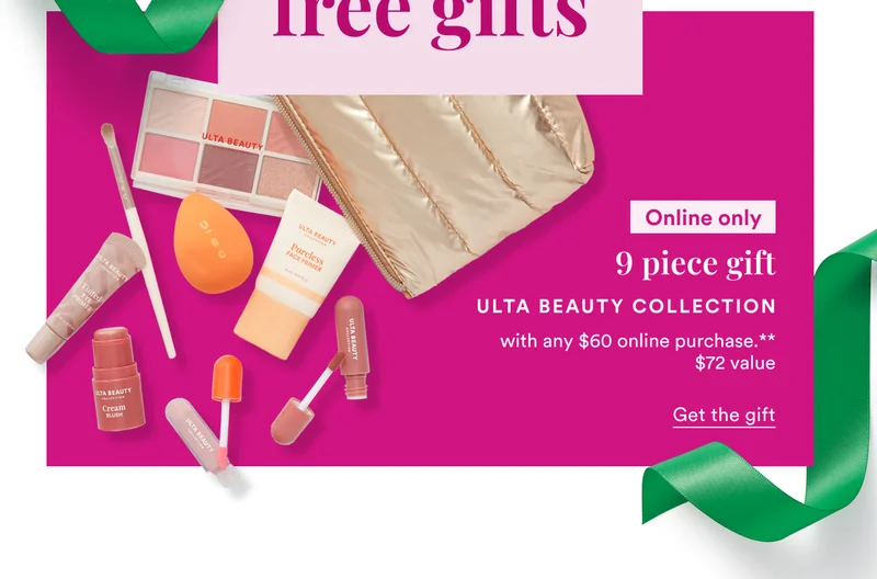9 piece gift | Ulta Beauty Collection | with any $60 online purchase.** | Get the gift