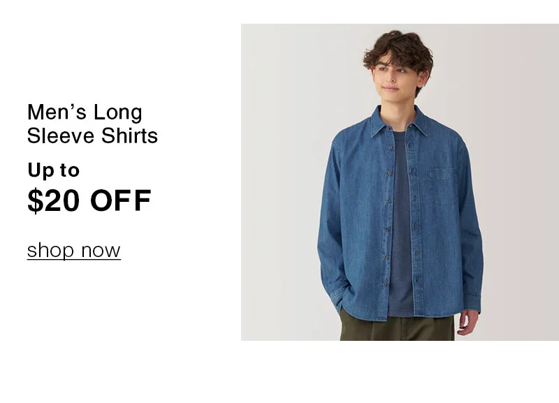 Shop Men's Long Sleeve Shirts Up to $20 Off
