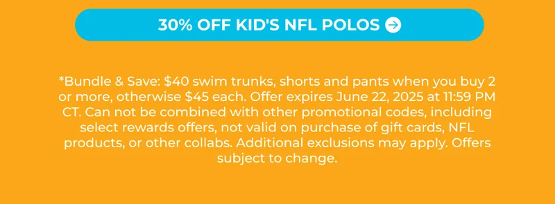 30% Off Kid's NFL Polos