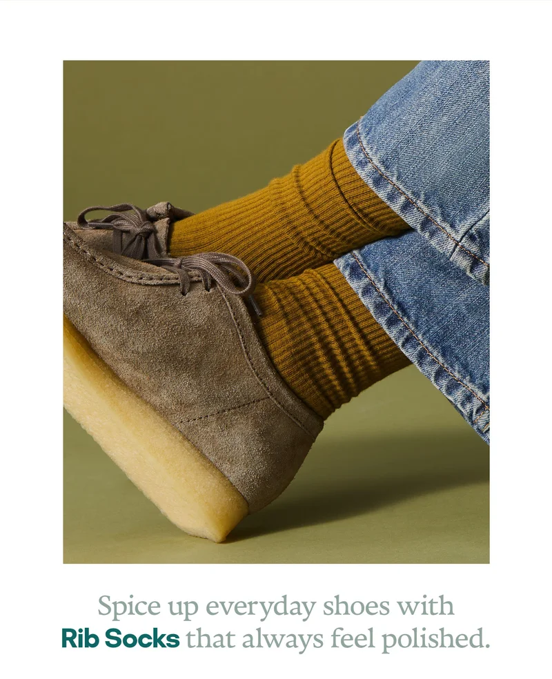 Spice up everyday shoes with Rib Socks that always feel polished.