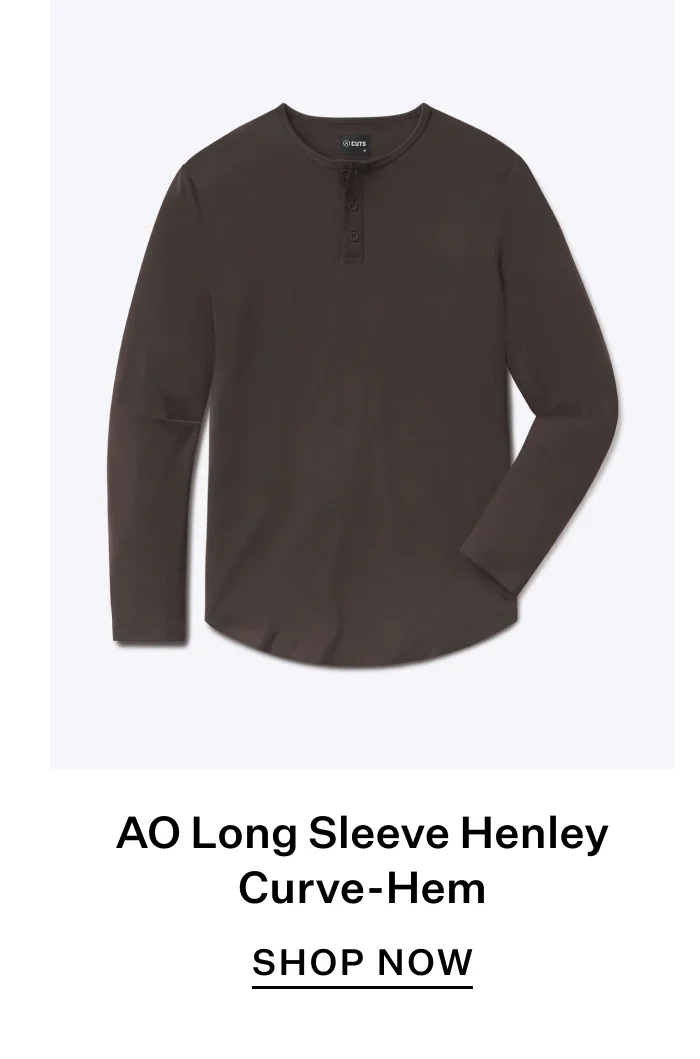 AO Long Sleeve Henley Curve-Hem