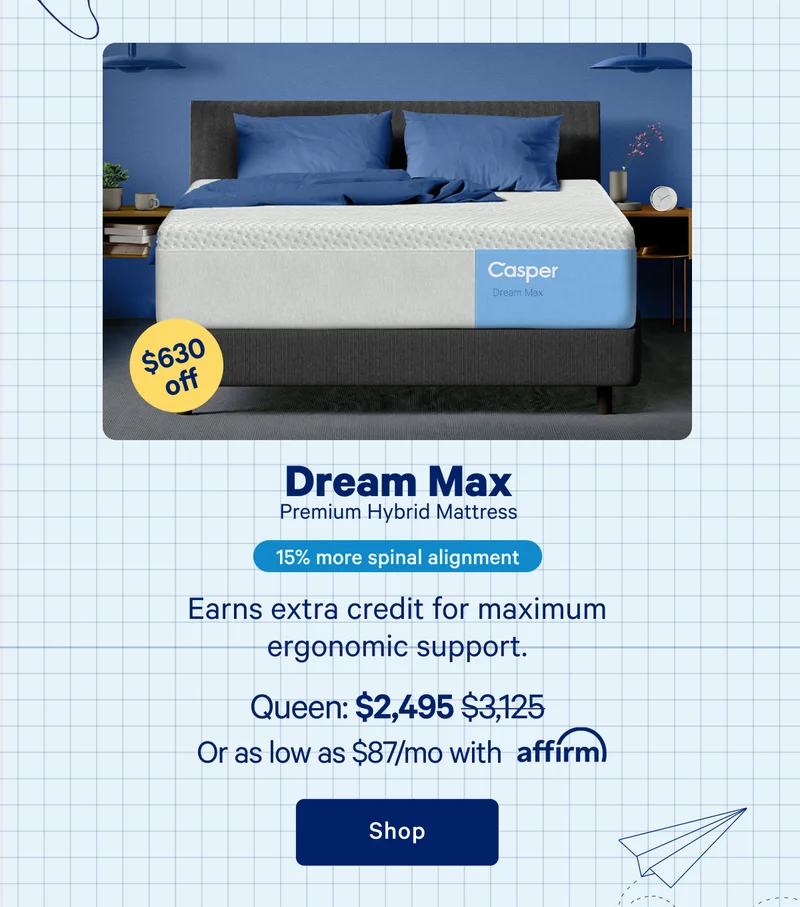 Dream Max Hybrid Mattress >> 15% more spinal alignment. >> Earns extra credit for maximum ergonomic support. >> Shop now >>