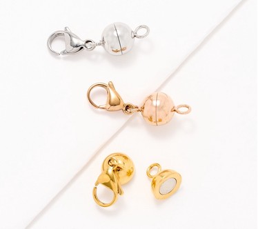 Steel by Design Set of 3 Round Magnetic Bead Jewelry Clasps