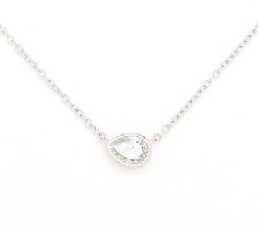 Fire Light Lab Grown Diamonds 0.63 Pear Bezel Set Necklace, Sterl