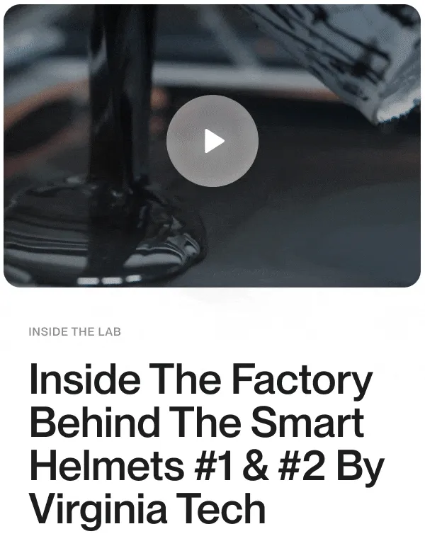 GIF showing the smart helmet manufacturing process with black material being poured during production.