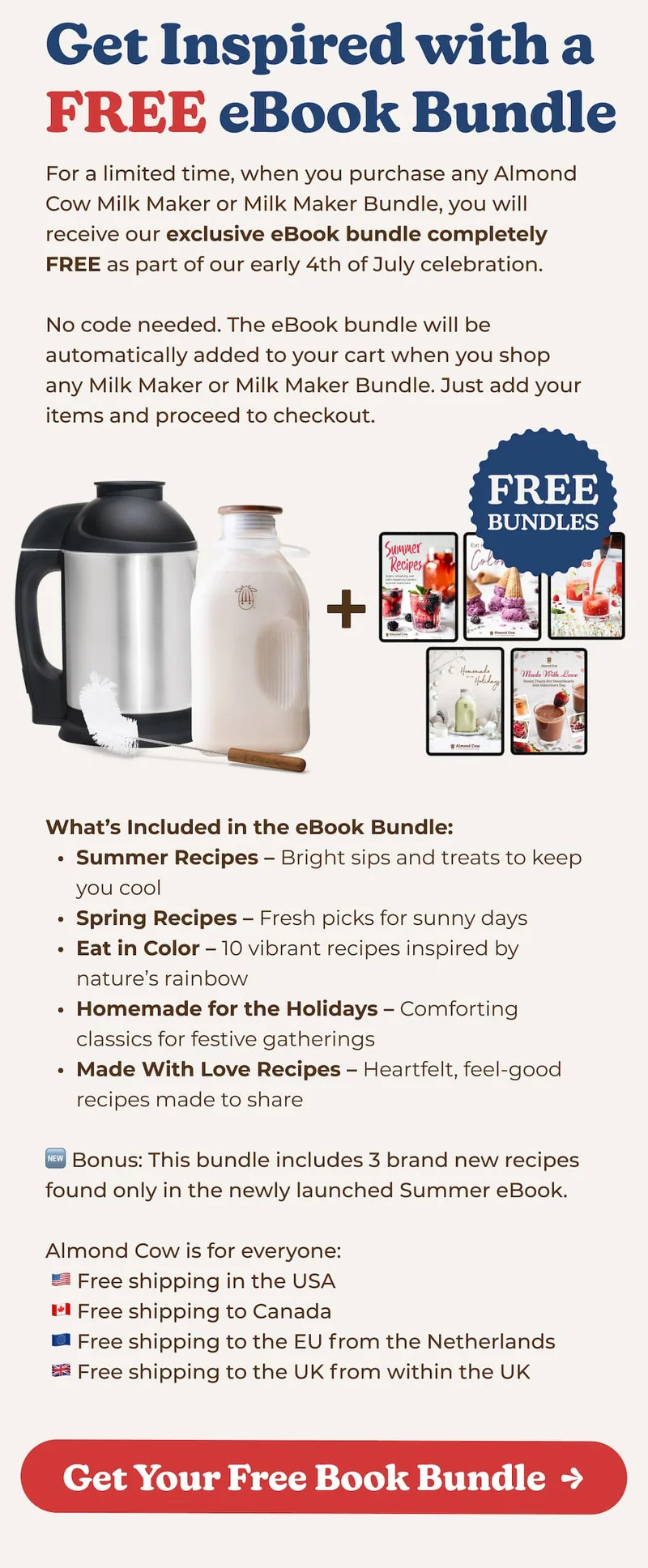 Get a Free eBook Bundle with your Milk Maker