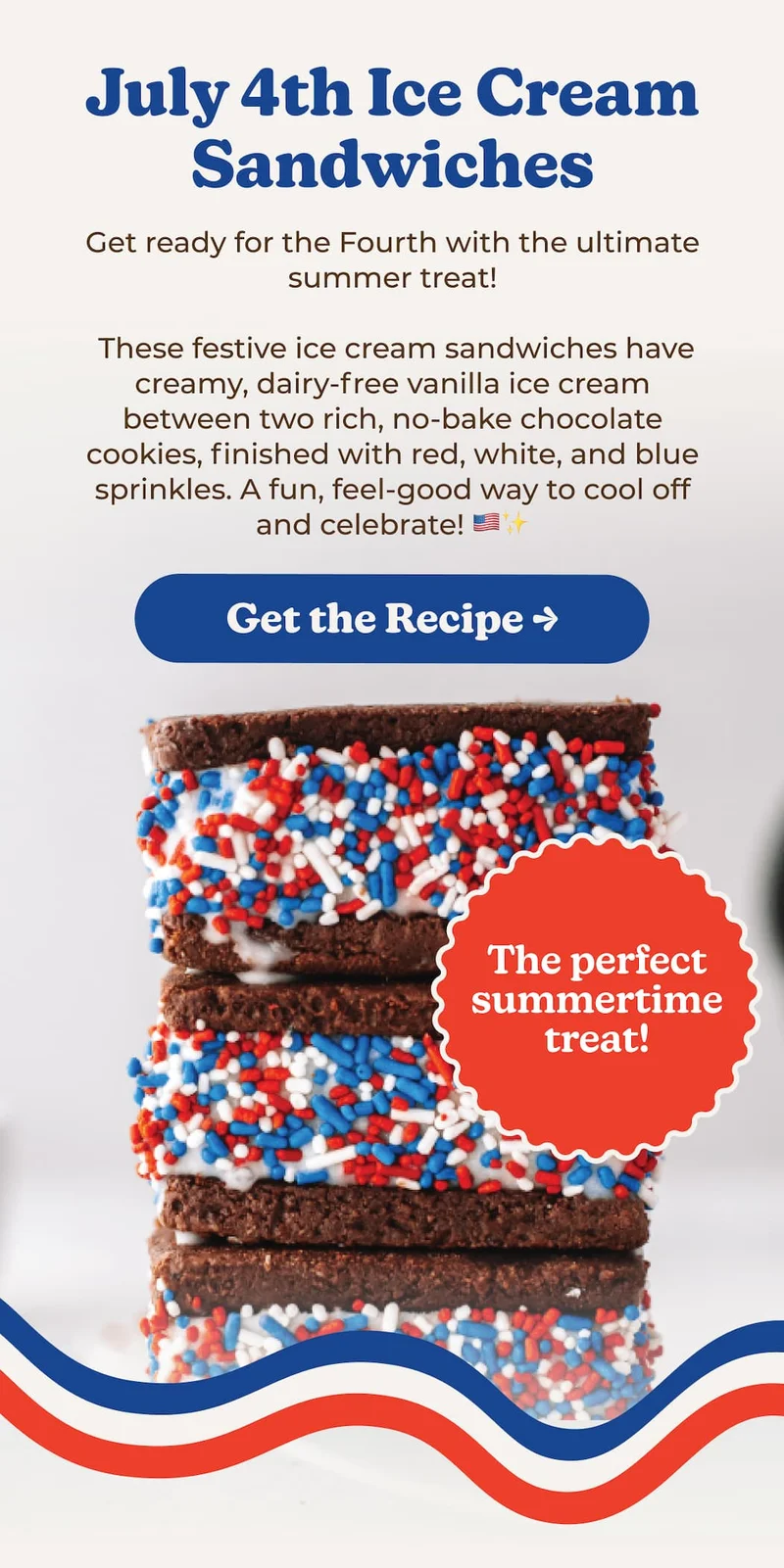 July 4th Ice Cream Sandwiches Recipe - Check it out