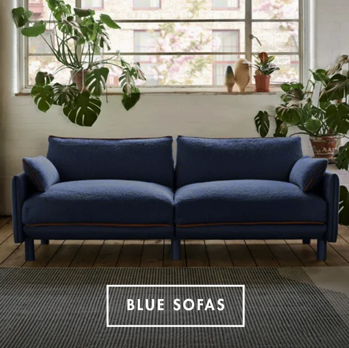 How to style a blue sofa