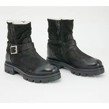 Miz Mooz Leather Fur Lined Ankle Boots - Bonney