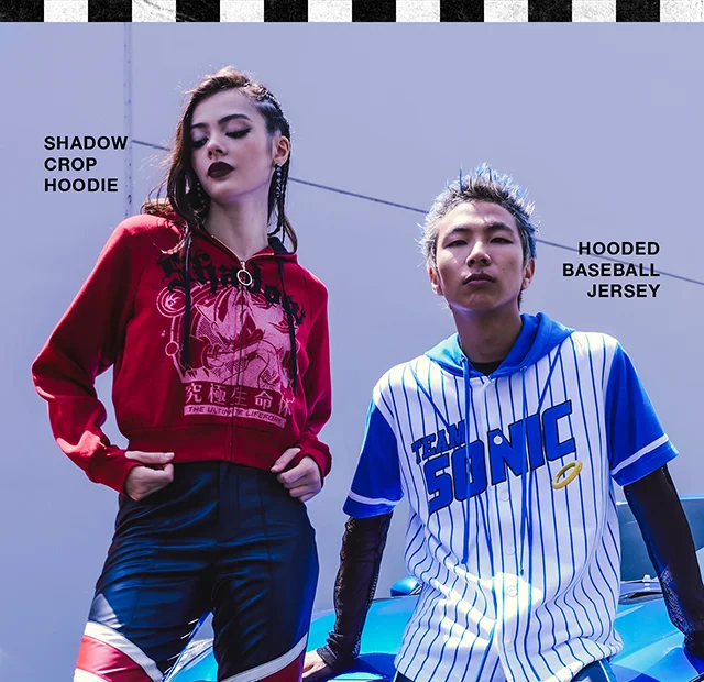 Product shown: Shadow Crop Hoodie and Hooded Baseball Jersey