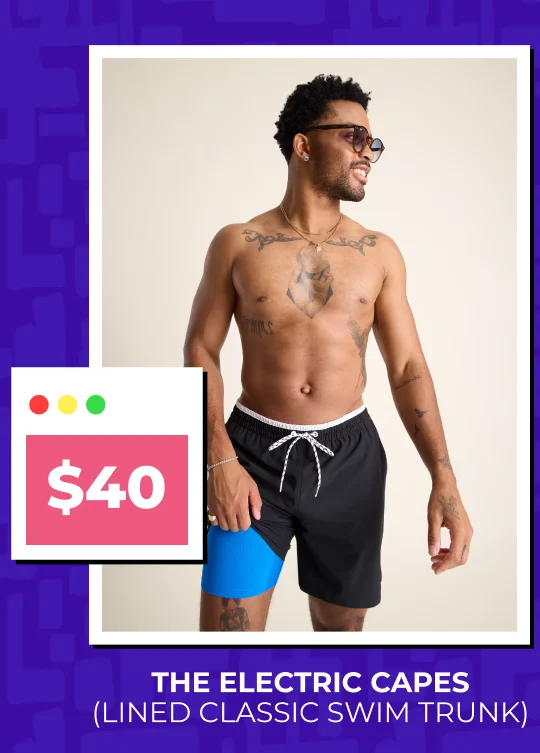 Lined Classic Swim Trunk: The Electric Capes NOW $40