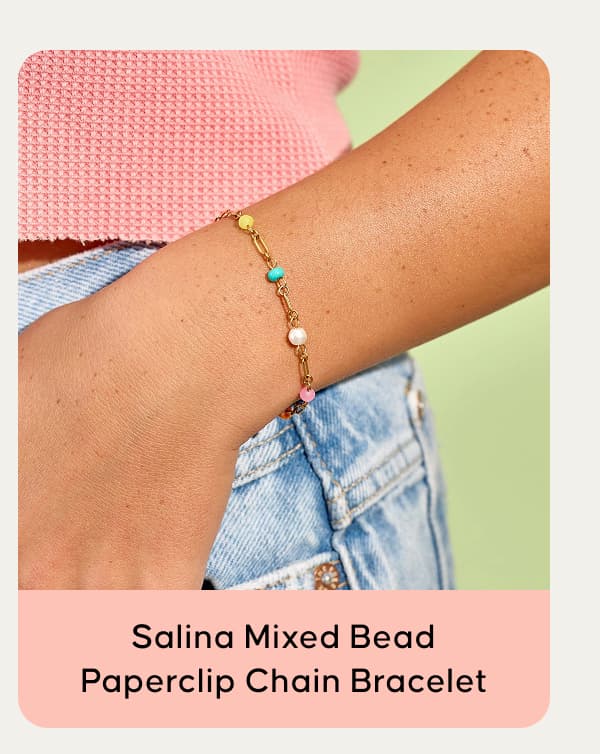Salina Mixed Bead Paperclip Chain Bracelet