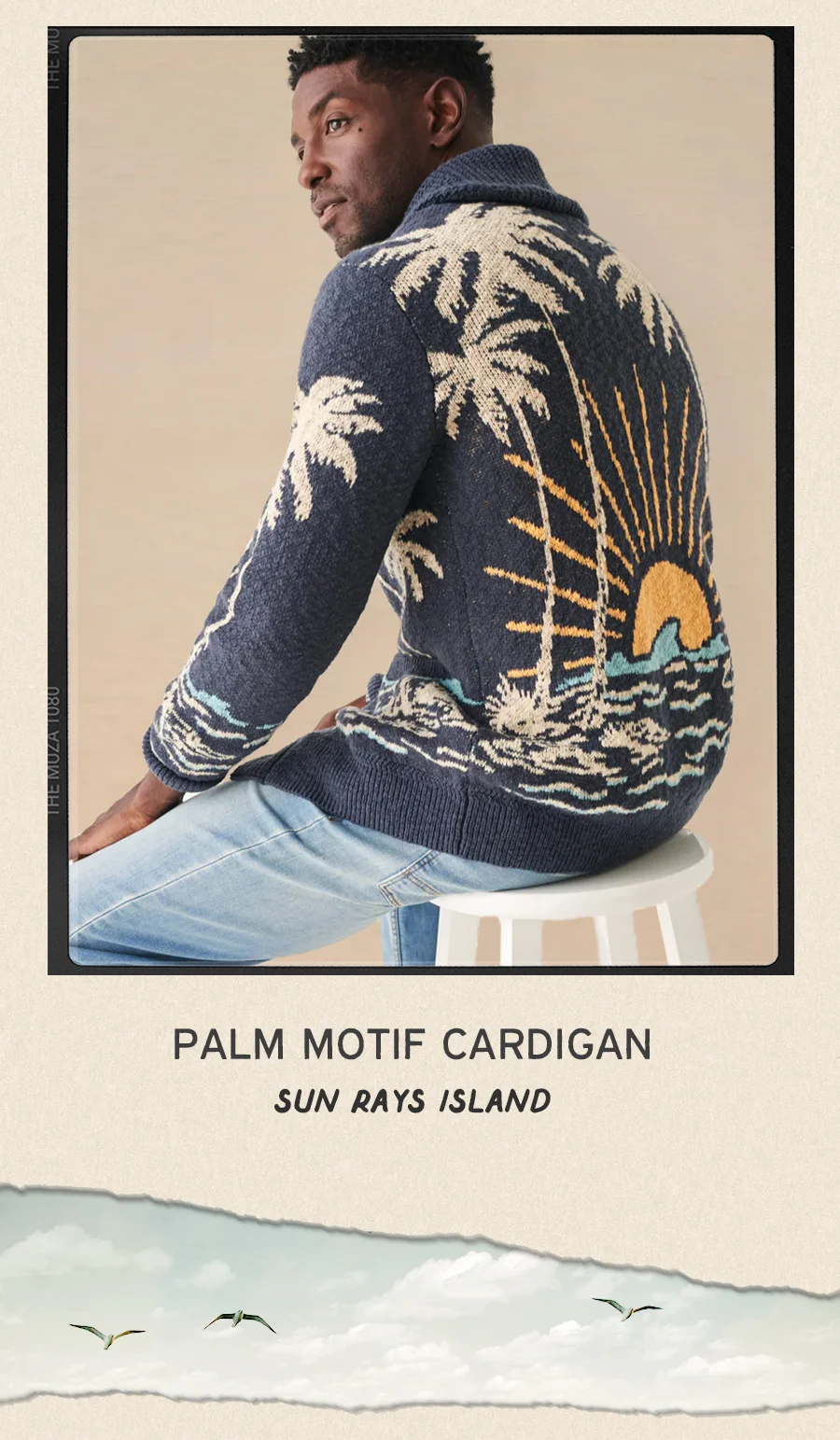 For him Palm Motif Cardigan
