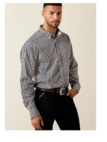 Wrinkle Free Langston Classic Fit Shirt in Black Plaid