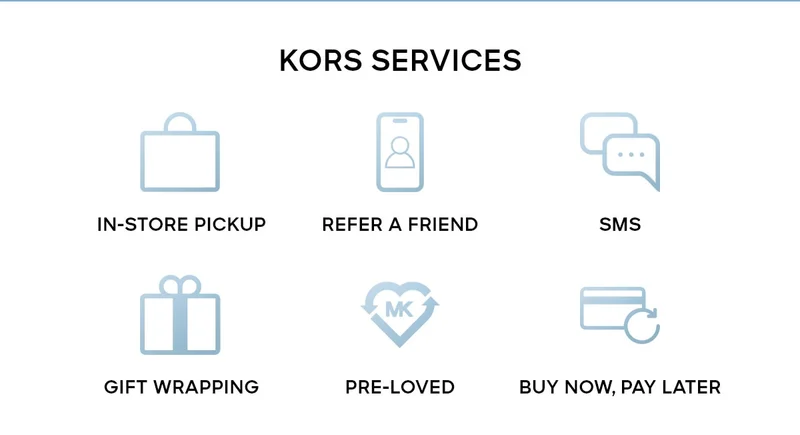 KORS SERVICES IN-STORE PICKUP | REFER A FRIEND | SMS GIFT WRAPPING | PRE-LOVED |