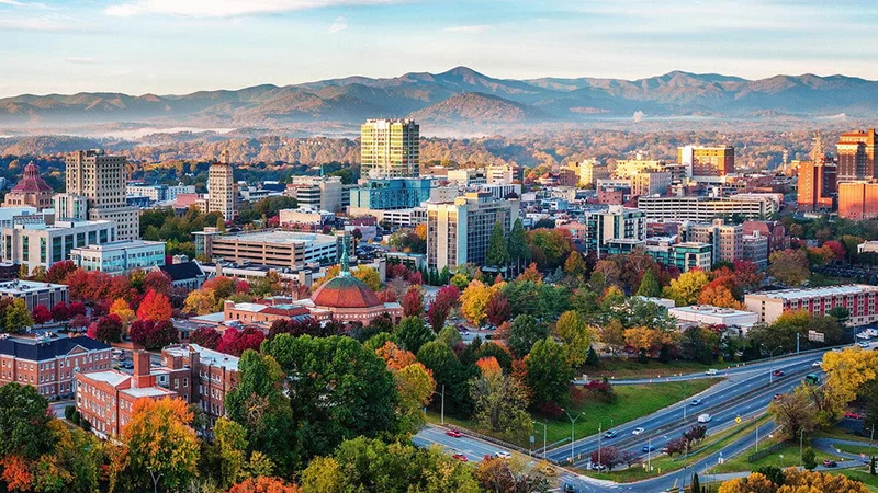 Image description: Aerial view of Asheville, North Carolina