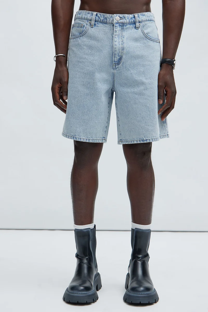Image of Colin Relaxed Denim Shorts - Light Blue Wash