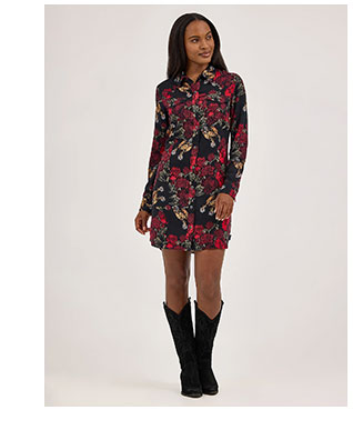Women's Floral Western Snap Dress
