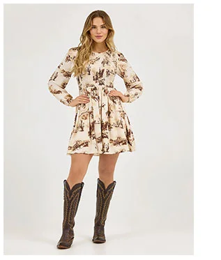 Women's Smocked Bodice A-Line Dress