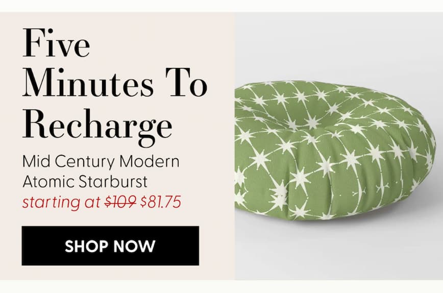 Mid Century Modern Atomic Starburst Grid Retro Christmas Olive Green and Cream Floor Pillow