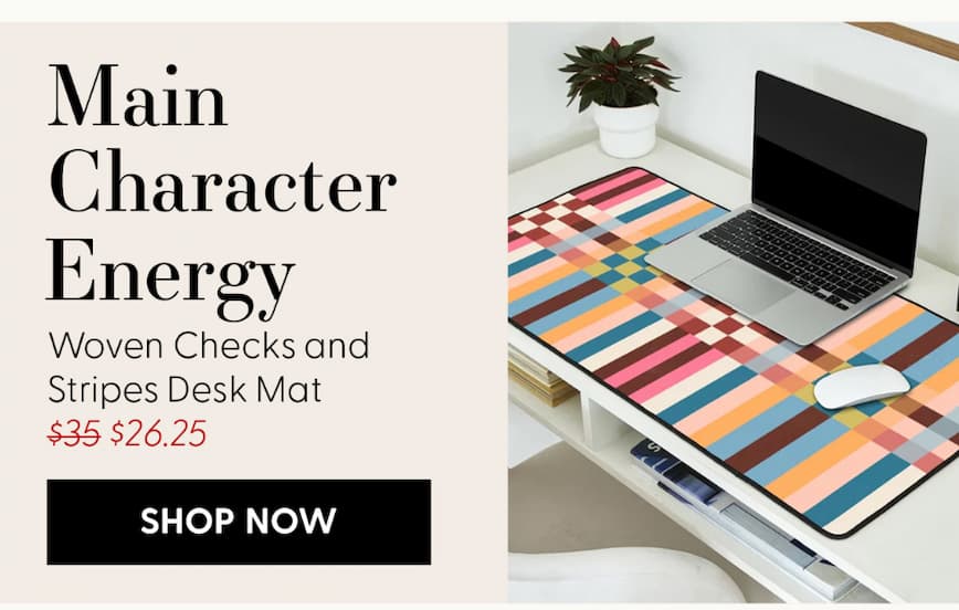 Woven Checks and Stripes Multicolored Desk Mat