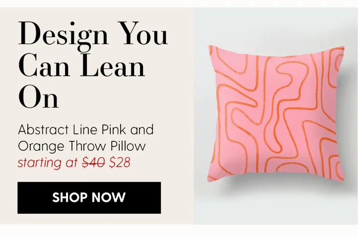 Abstract Line Pink and Orange Throw Pillow