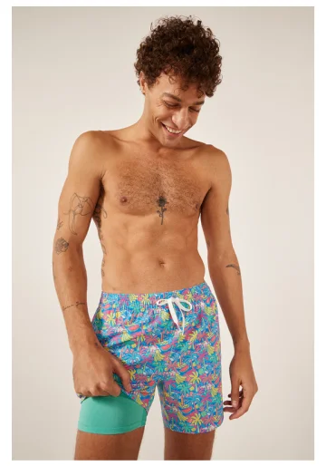 Lined Classic Swim Trunk: The Tropical Bunches 5.5"