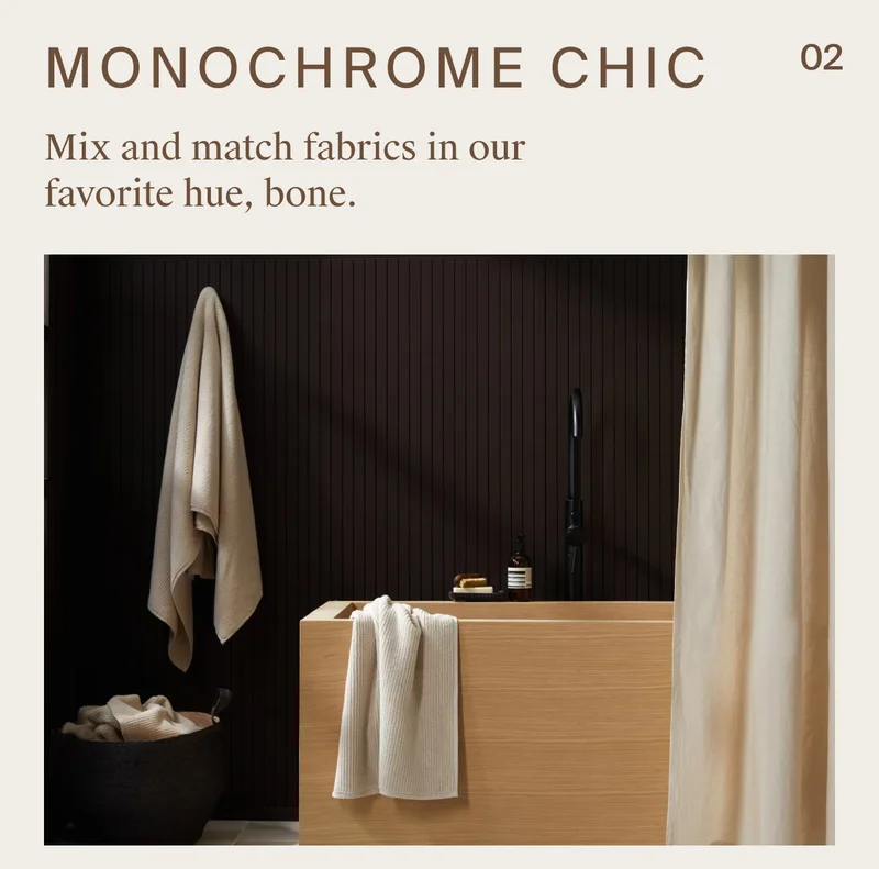 Mix and match fabrics in our favorite hue, bone
