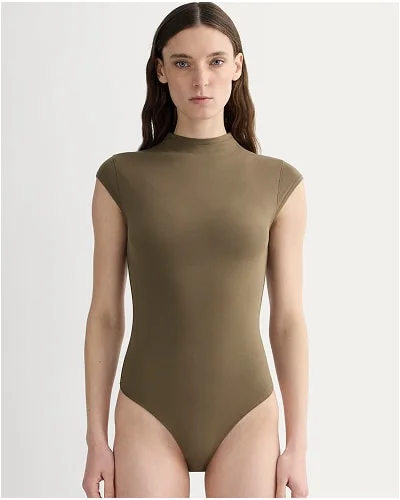 [Image]The Form Funnel-Neck Bodysuit | Deep Taupe